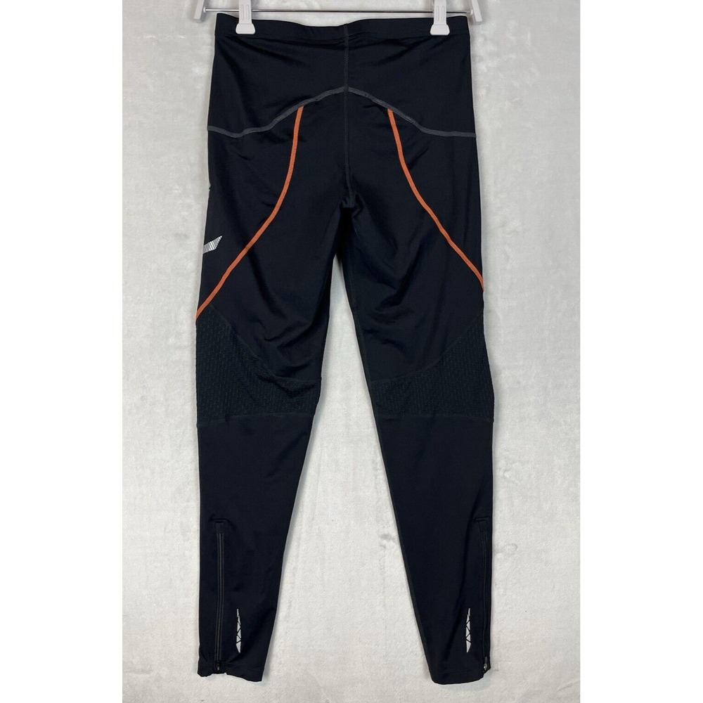 Asics Core Balance Tights Women Large Black Stretch Ankle Zip Vented Run Yoga - Picture 2 of 13